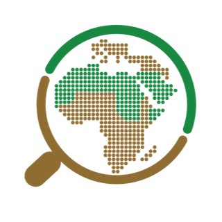 Gicoricalex logo, a recruitment agency, consists of A magnifier over the Africa continent and MENA Region